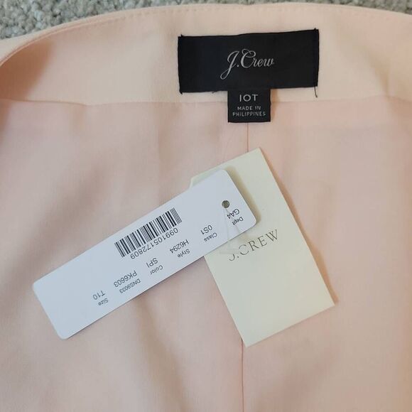 J. Crew Wrap Dress Crepe Cream Pink Tie Waist Long Sleeves Size 10T - Picture 8 of 13